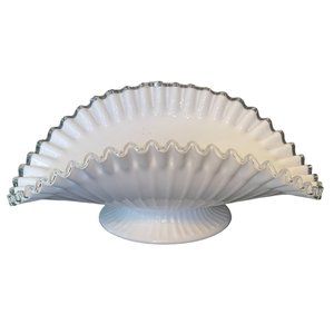 Fenton Silver Crest Banana Fruit Bowl Footed Pedestal 12" x 5" Vintage 1950's